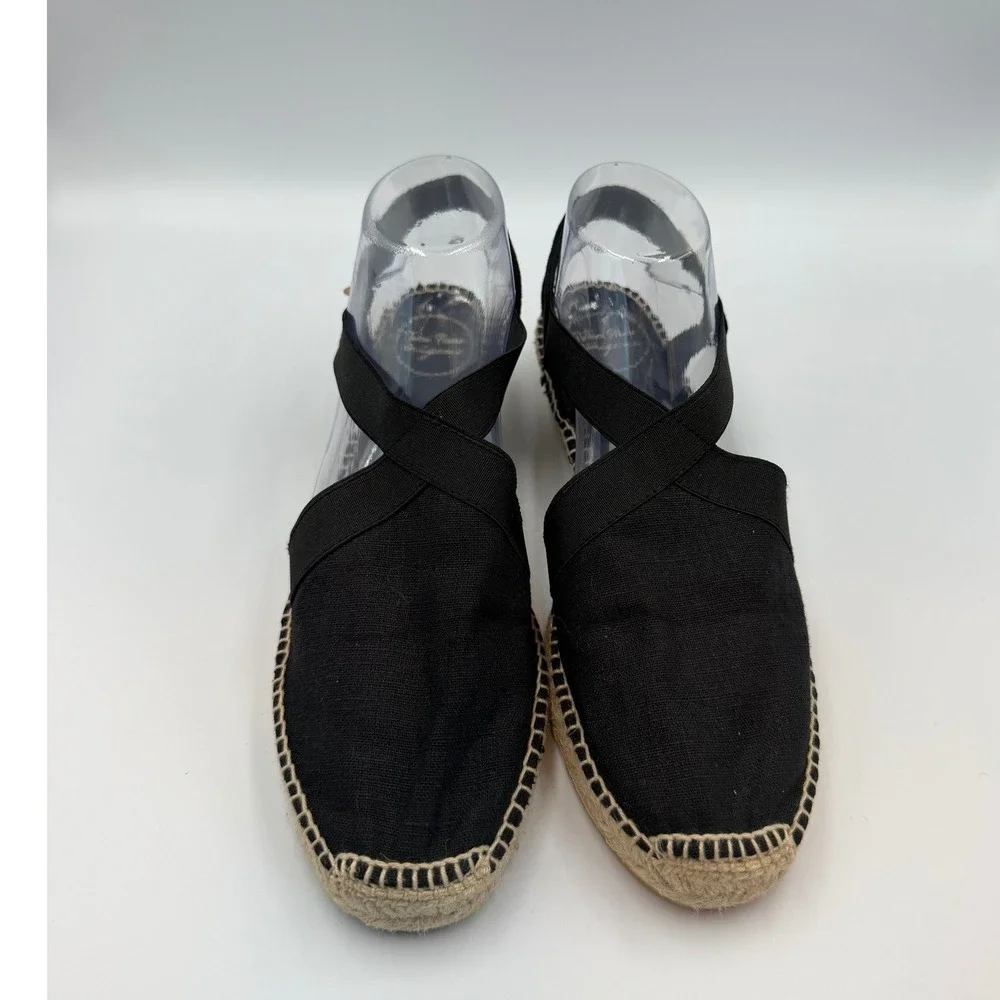Toni Pons Origins Black Canvas Espadrille Sandals Elastic Straps Spain Womens 10